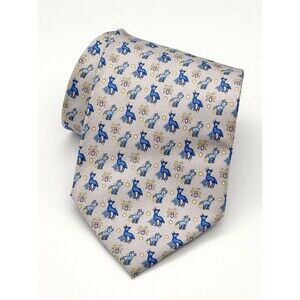 Pineda Covalin Nierika Huichol Nicole Huth Men's Silk Necktie Gray Blue Mexico